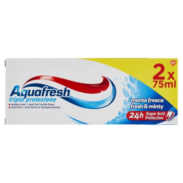 Aquafresh Dentifricio Coppia 75ml+75ml Menta Fresca