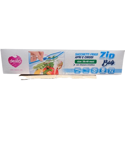 Dealo Zip Bag Sacchetti Frigo Apri e Chiudi 28x40 Maxi con Chiusura Ermetica