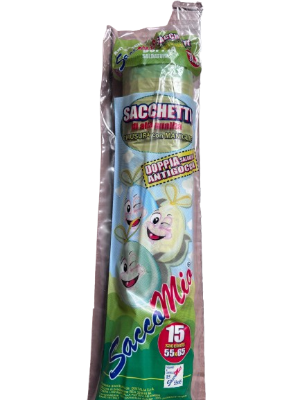 SaccoMio Sacchetti Chiusura con Maniglie Profumata 15 Sacchetti 55x65 Gialla