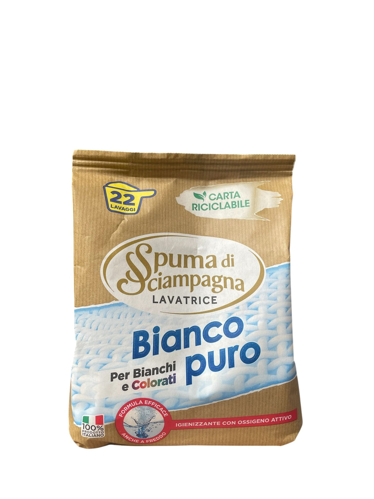 Spuma di champagna detersivo in polvere ricarica 22 misurini Bianco puro