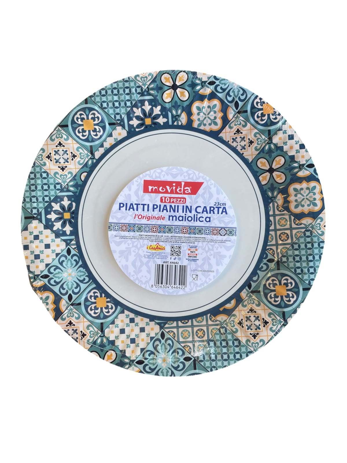 Movida piatti piani in carta maiolica 10pz