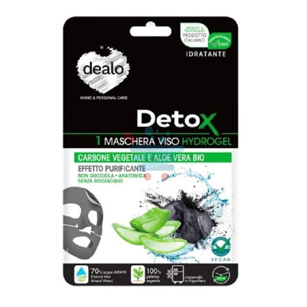 Dealo Maschera Viso Hydrogel Detox Carbone