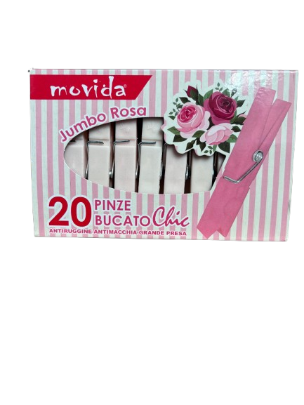 Movida Mollette di Plastica x20pz Robuste Rosa