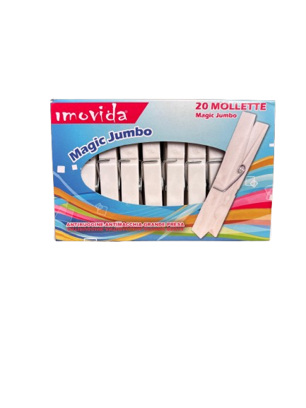 Movida Mollette di Plastica x20pz Robuste Bianche