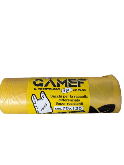 Gamef Sacchi per la Differenziata 70x120 Con Manici 110L Gialla