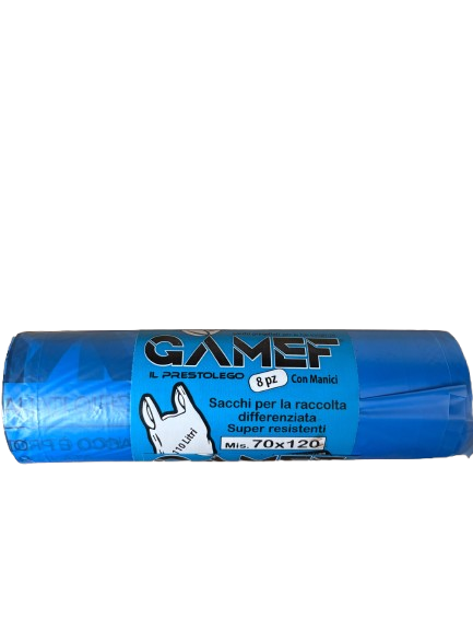 Gamef Sacchi per la Differenziata 70x120 Con Manici 110L Azzurra