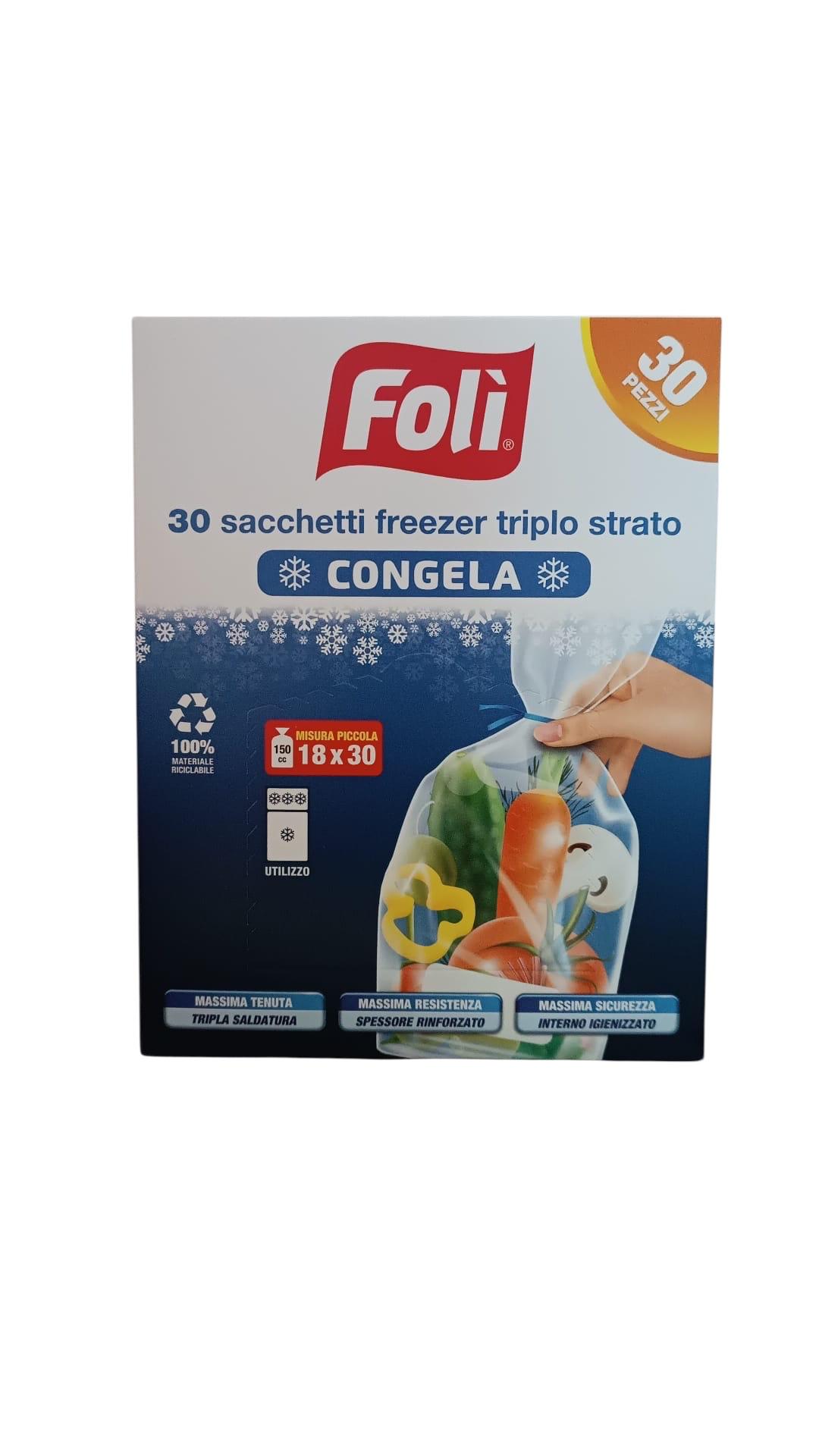Foli' Sacchetti Freezer Scatolato Misura 18cmx30cm 30pz