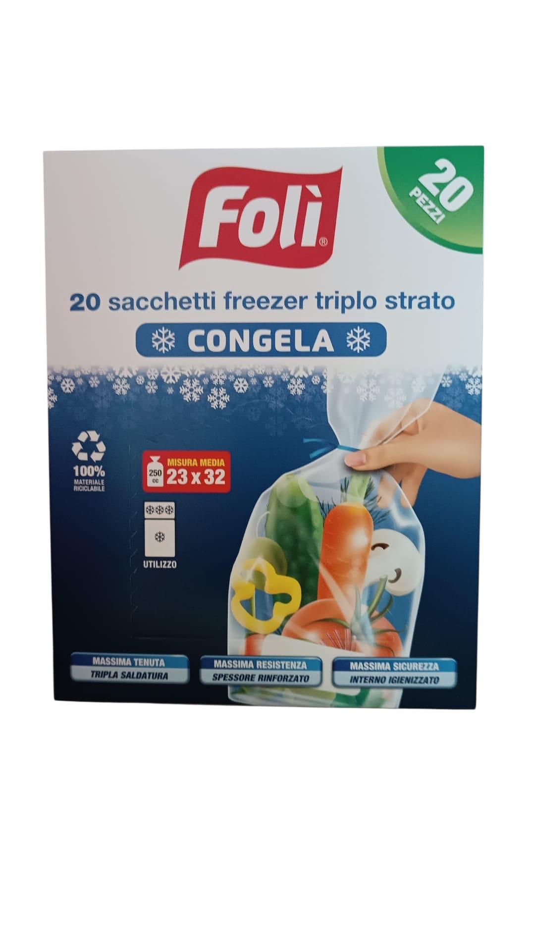 Foli' Sacchetti Freezer Scatolato Misura 23cmx32cm 20pz