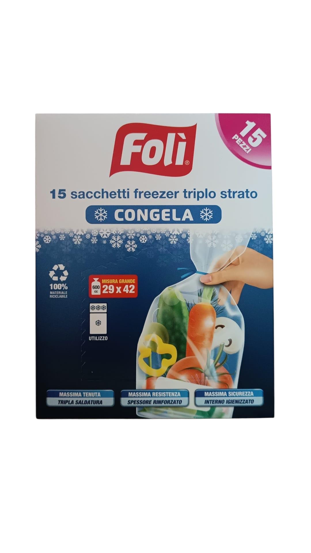 Foli' Sacchetti Freezer Scatolato Misura 29cmx42cm 15pz