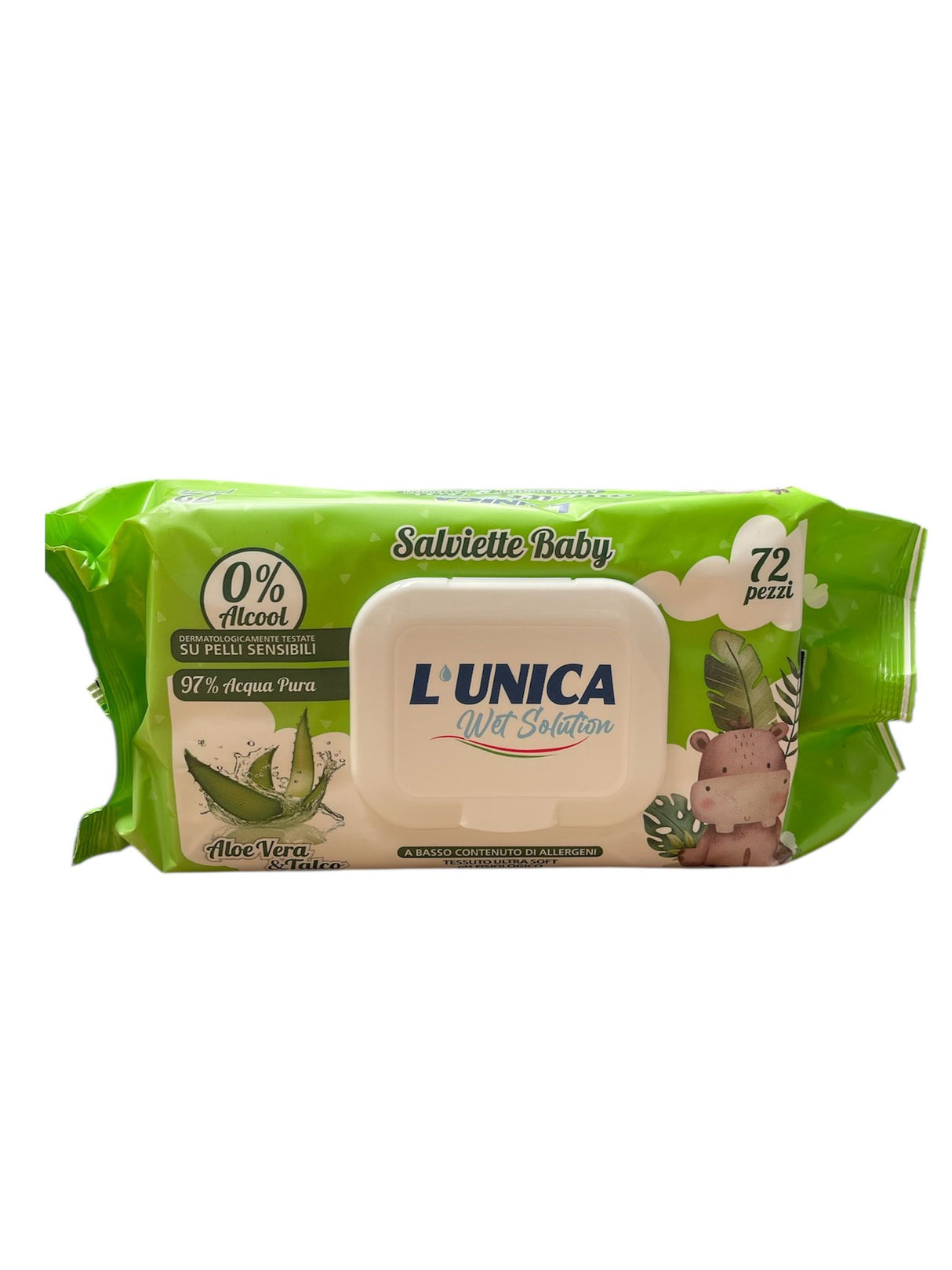 L'Unica salviette baby 72pz Aloe Vera & Talco
