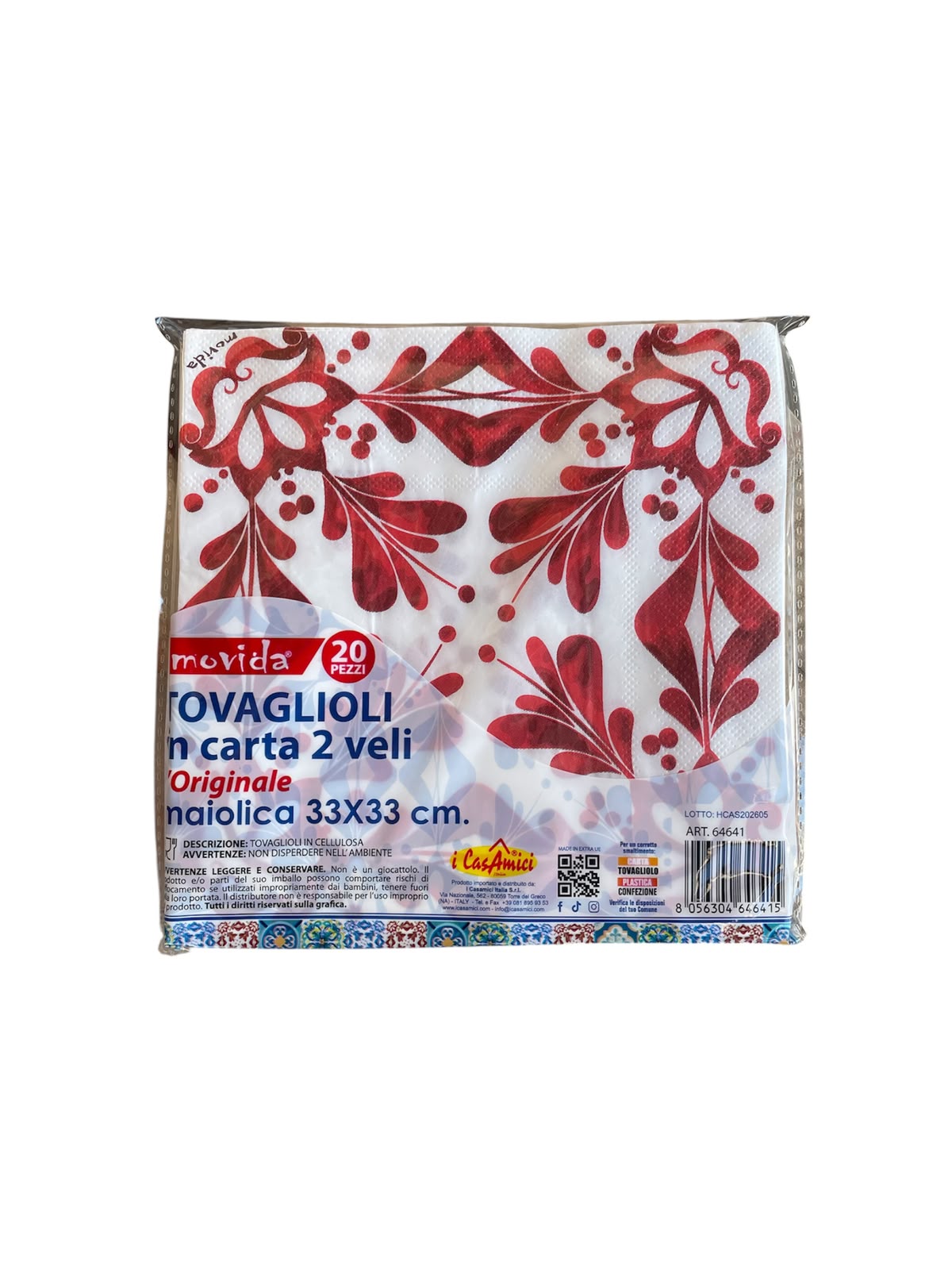 Movida tovaglioli doppio velo 33x33 maiolica 20pz
