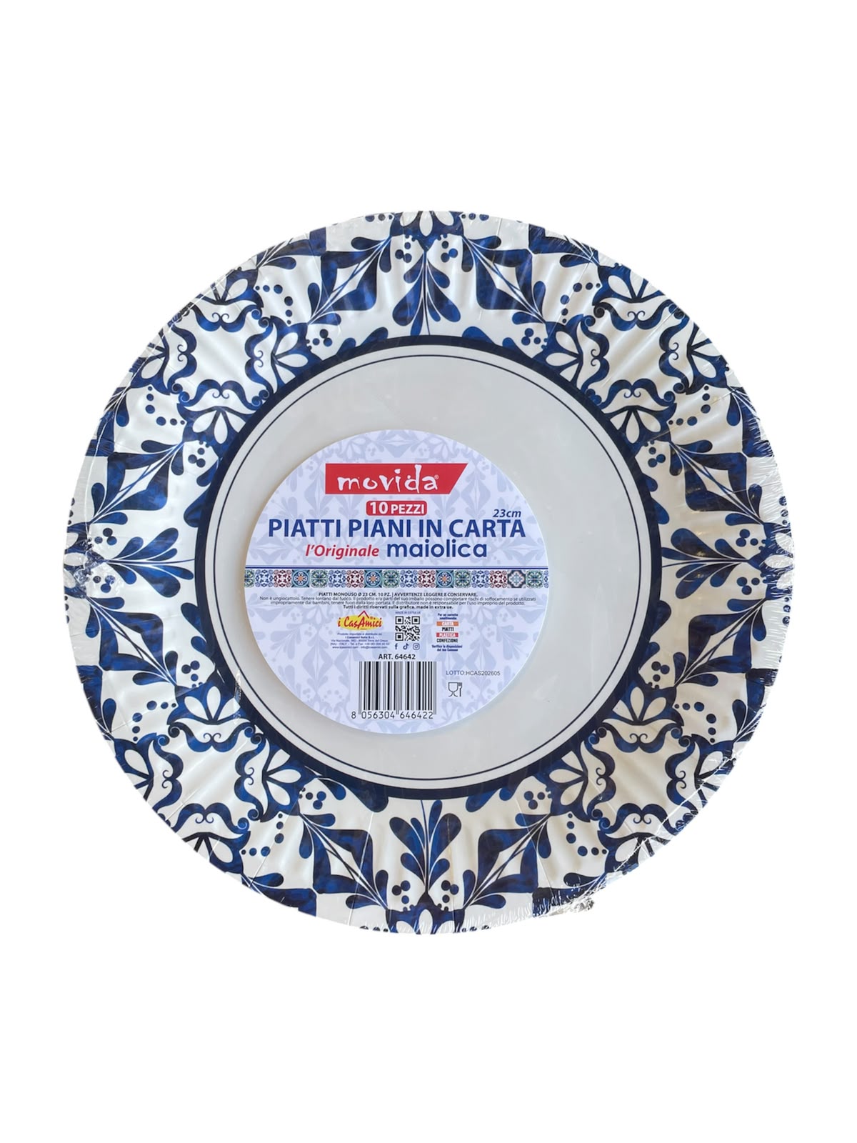 Movida piatti piani in carta maiolica 10pz
