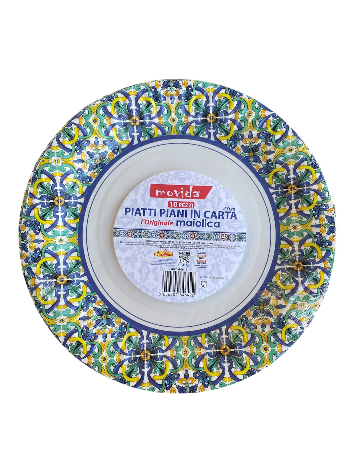 Movida piatti piani in carta maiolica 10pz
