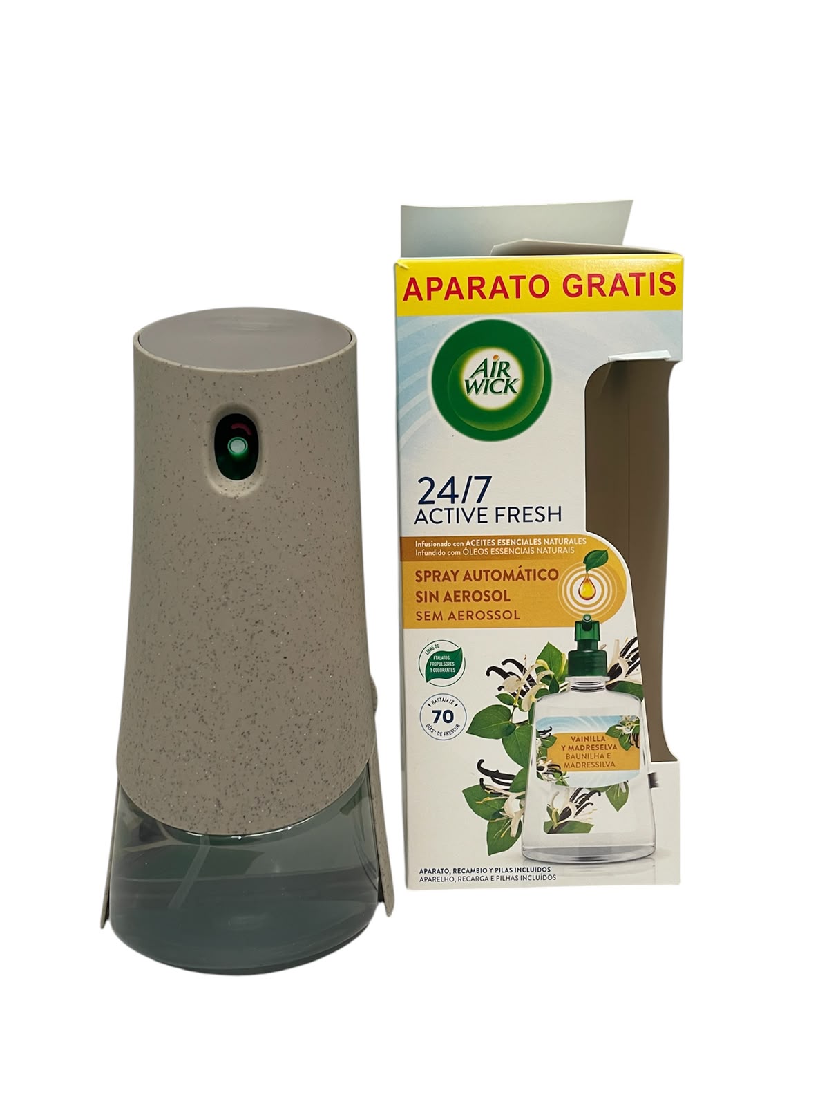 Air wick active fresh, completo + ricarica alla vaniglia. Diffusore automatico