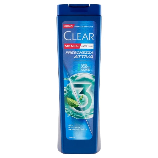 Clear Shampoo Blu 225ml Freschezza Attiva 3 in 1