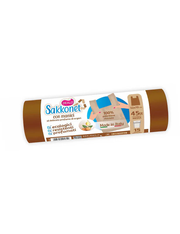 Dealo Buste Rifiuti 52x70cm Con Manici Profumo Olio D'Argan