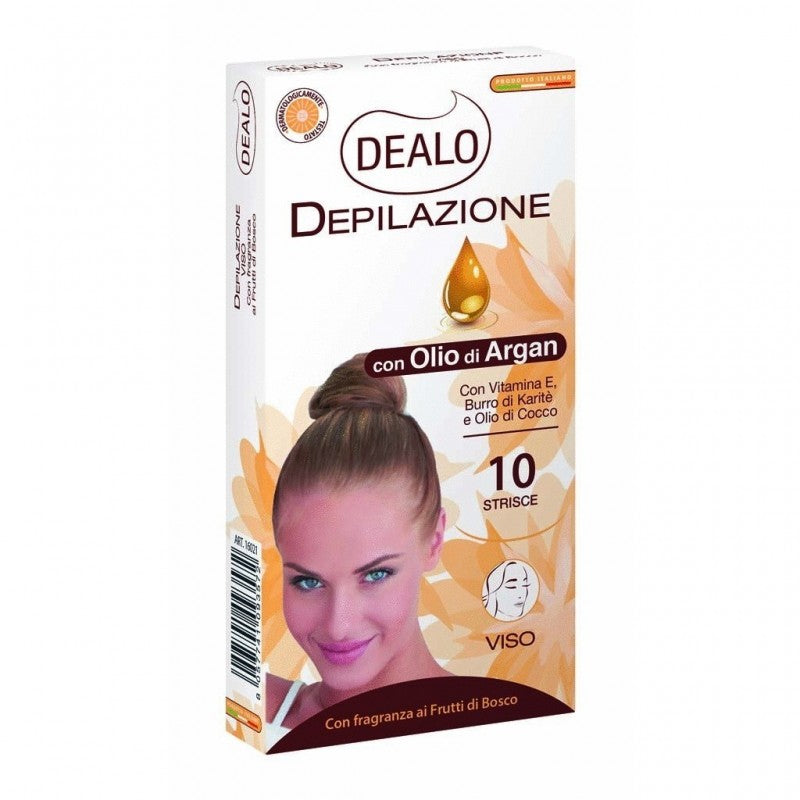 Dealo Strisce Depilatorie x10pz viso Olio di Argan